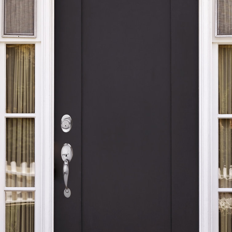 Coventry Door Handle Set with Cambridge Knob and Deadbolt in Chrome