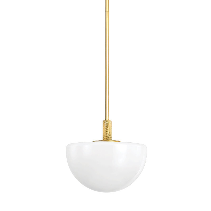 LETHBRIDGE 1 LIGHT PENDANT, 15" H x 11" W x 11" D, Aged Brass