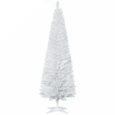 6' Artificial Pencil Christmas Tree, Slim Xmas Tree with 390 Realistic Branch Tips and Plastic Stand, White 