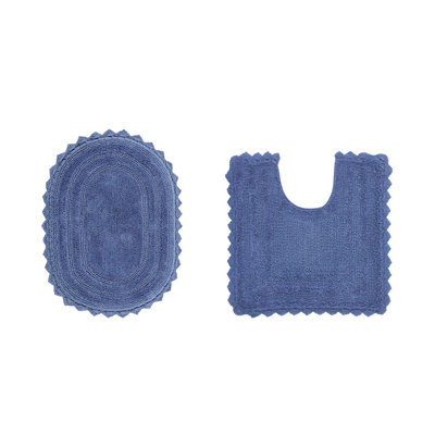 Janek 100% Cotton Tufted 2 Piece Bathroom Rug Set, Reversible, Super Absorbent & Extra Soft Machine Washable Bath Rug