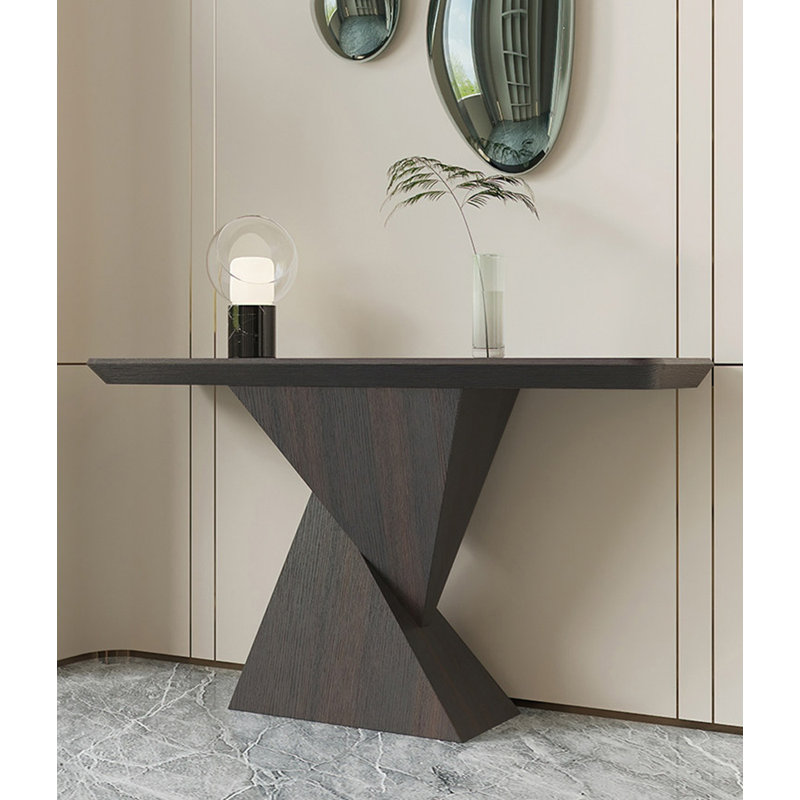 Modern Geometric Solid Wood Entryway Console Table, 29.5" H x 55.1" W x 15.7" D