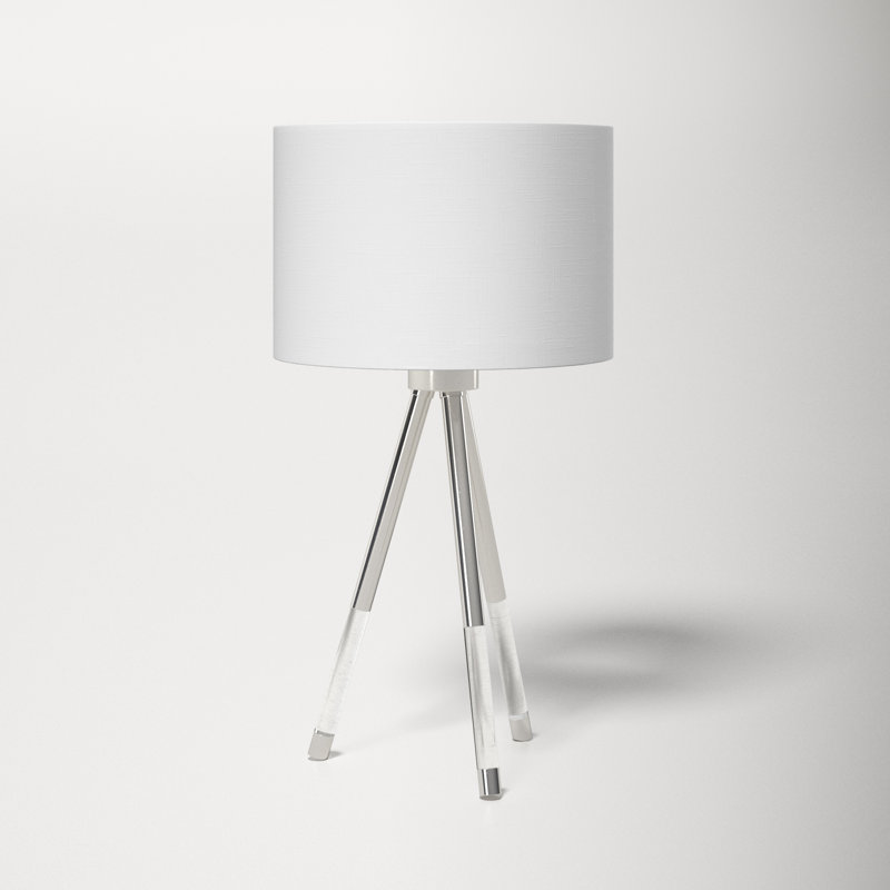 Rurik 24" Brushed Steel/Clear Tripod Table Lamp