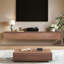 【2.0m Long】Floating Wall-Mounted TV Stand with Storage Drawers, Retro Walnut Finish Media Console for Large Room & Big Screen TVs 75"+