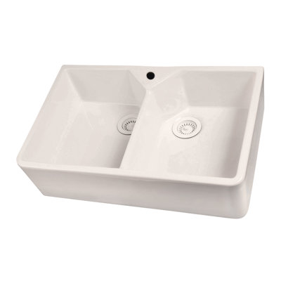 Jolie 31.5'' L Double Bowl Fireclay Kitchen Sink
