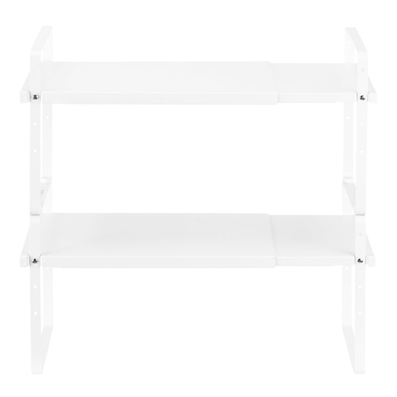 Tablette de rangement en acier à 2 niveaux avec hauteur réglable, largeur extensible, conception empilable pour une organisation et une efficacité efficaces