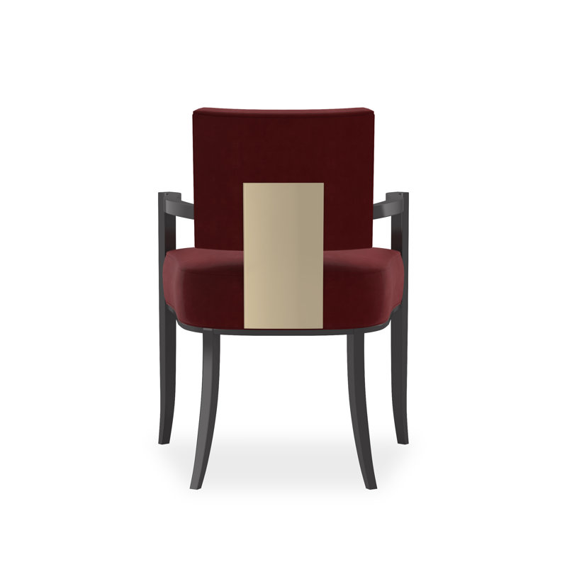 Caracole Classic Upholstered Arm Chair, Red, Black/Gold