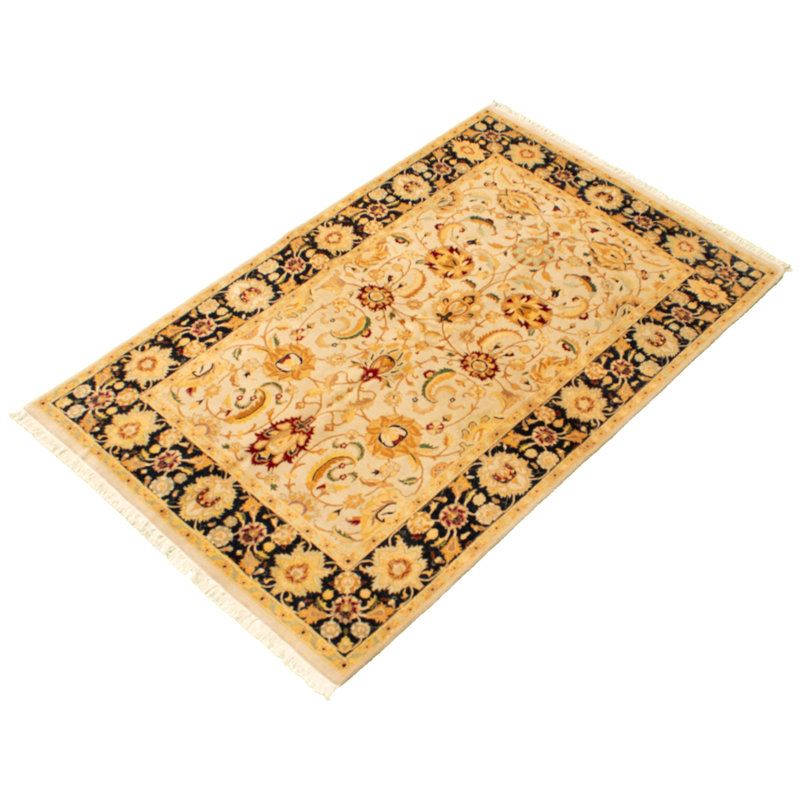 Tapis décoratif en laine noué à la main de conception unique 4 pi 8 po x 7 pi 4 po noué à la main new age