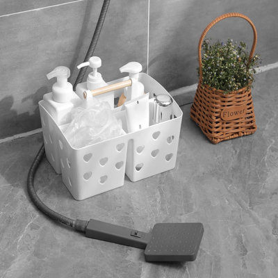 White Portable Plastic Shower Caddy Organizer with Handle