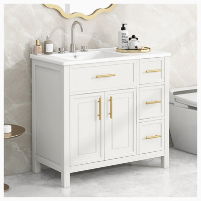 Amijan 36.00'' Single Bathroom Vanity with Ceramic Top