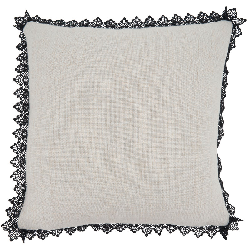 Natural Embroidered Trick or Treat Euro Pillow Cover