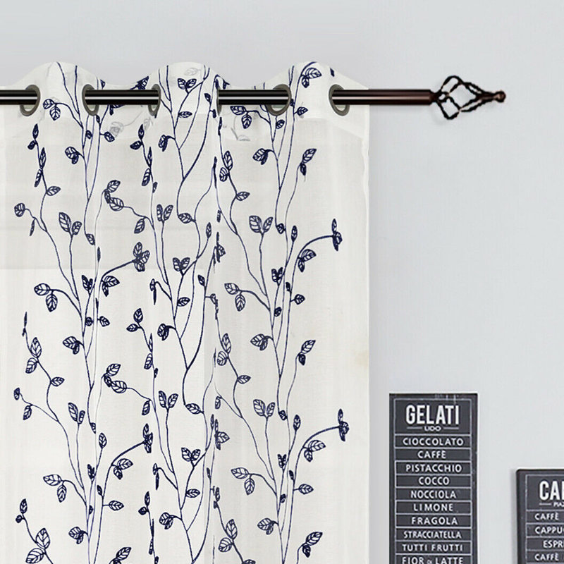Hair Semi Sheer Curtain Pair, Navy