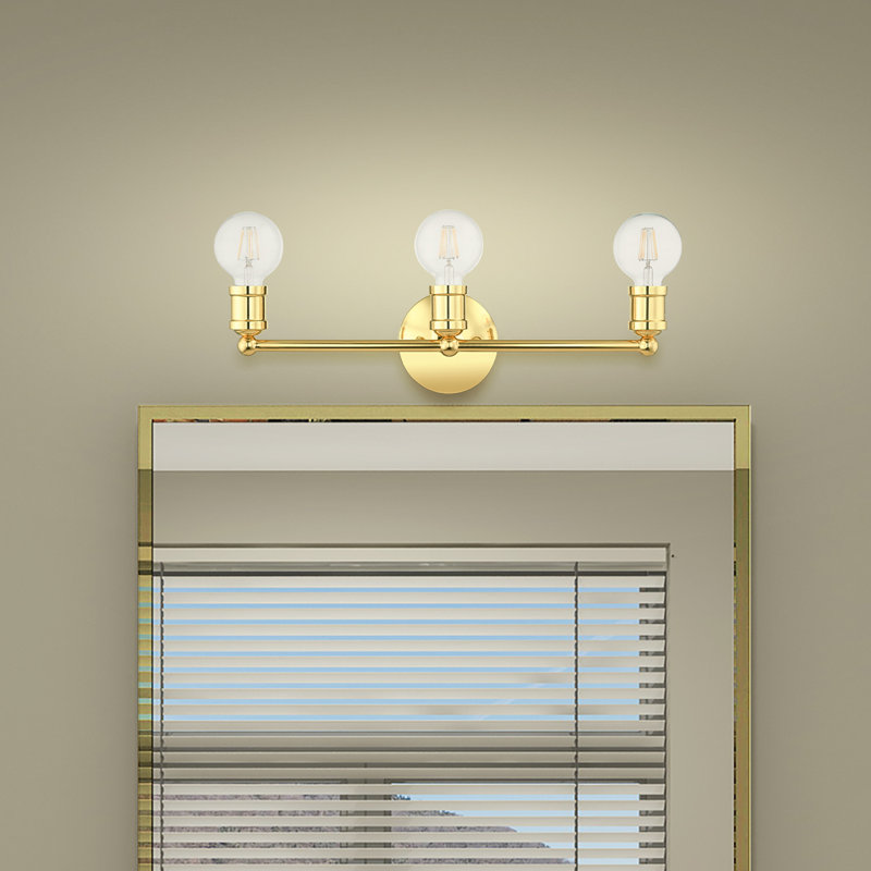 Éclairage pour meuble-lavabo à 3 lumières à intensité variable Lounell, Laiton poli