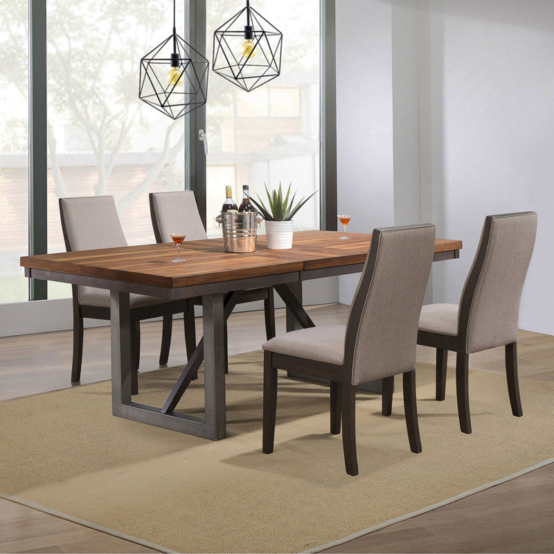 Holloway Natural Walnut And Dining Set, 5 Pieces: Table, 4 Chairs