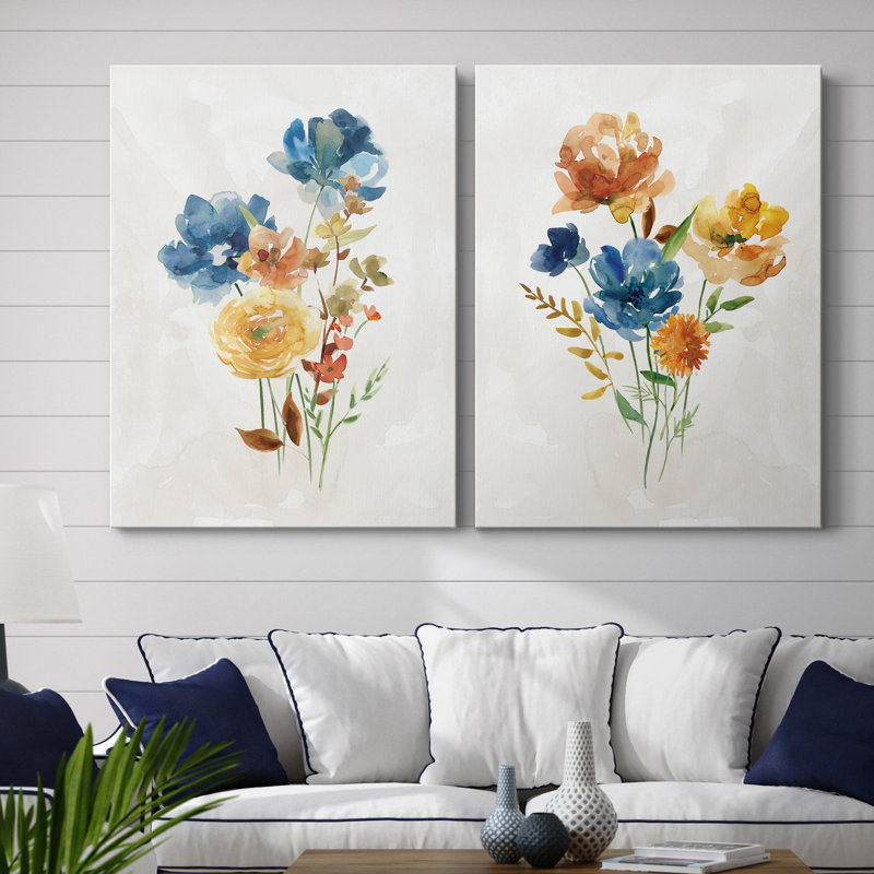 Summer Sprig I - ensemble de 2 reproductions d'art, Pas de tapis, H 12 po x l 16 po x P 1 po, Toile tendue