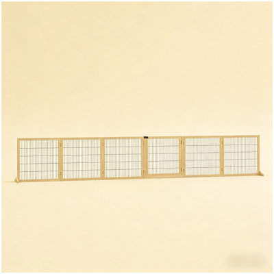 6-Panel Folding Dog,Wooden Pet Gate