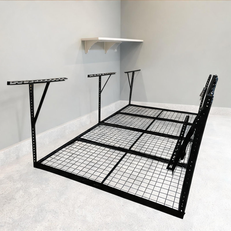 Support de rangement pour plafond réglable Garage 3 x 8 pi, construction en acier robuste, noir de jais