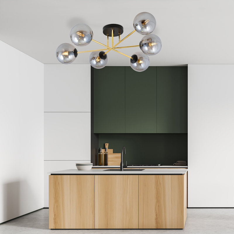 Wodome 6 - Light Dome Chandelier, Black, Grey