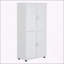 Armoire de salle de bain polyvalente et autoportante avec plusieurs fonctions de rangement