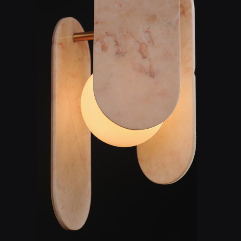 Megalith 1 - Light LED Pendant, Rose Jade/White, Natural Aged Brass