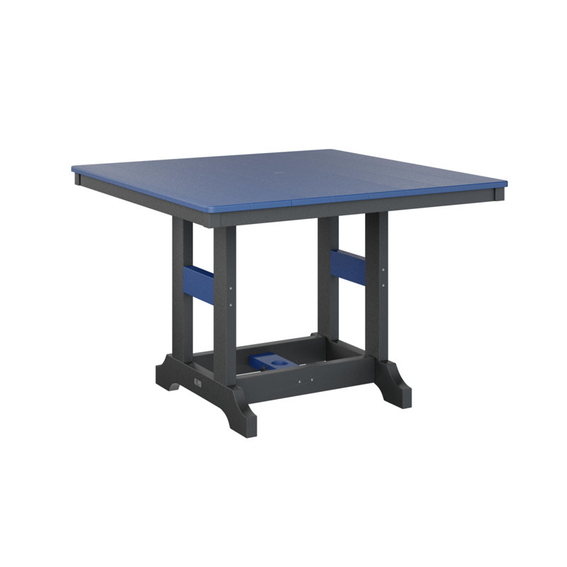 Garden Classic Outdoor Square Bar Table, Black, Pacific Blue