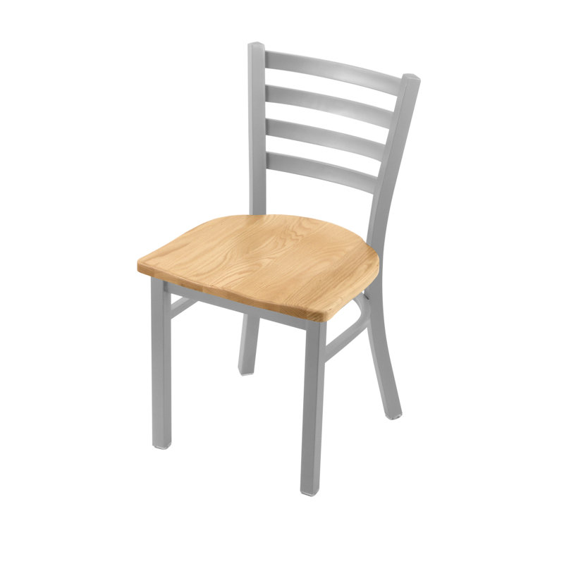 Jackie Side Chair, Anodized Nickel, Wood-Natural Oak