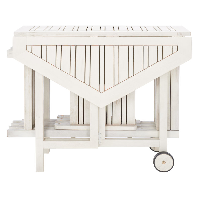 Lagarde 4 - Person Acacia Wood Patio Dining Set with, White
