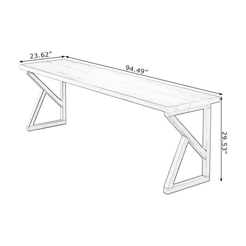 Bureau rectangulaire en bois massif noyer clair, H 29,53 po x l 94,49 po x P 23,62 po