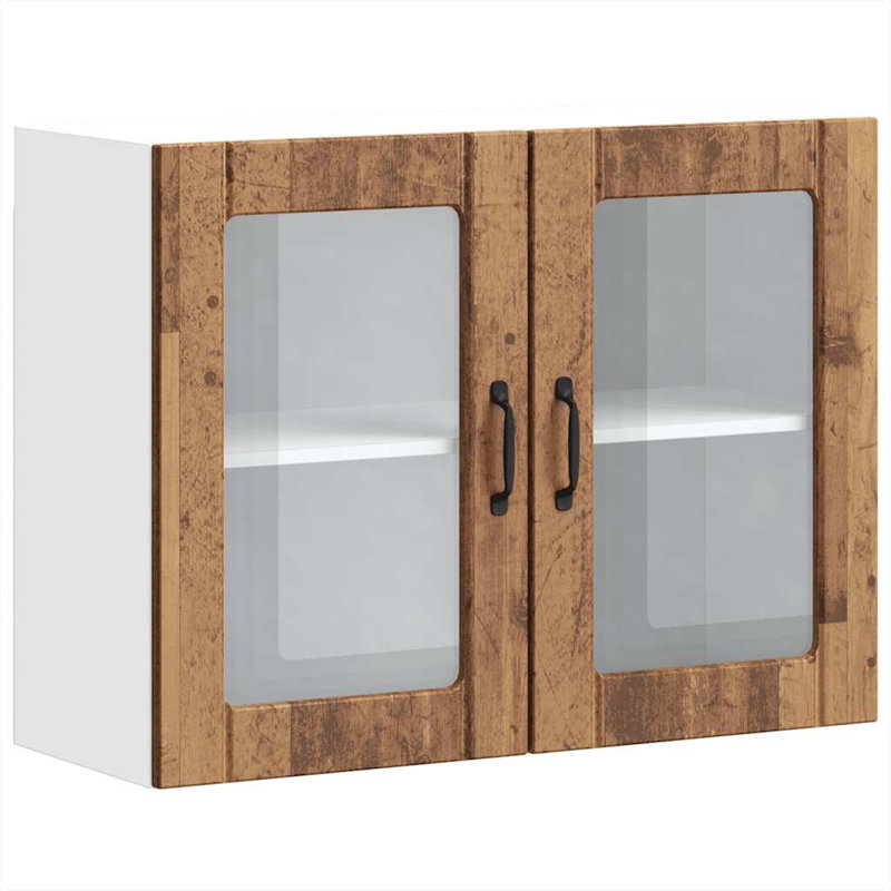 Kitchen Wall Cabinet With Glass Door Lucca Engineered Wood, Old Wood, 60cm H x 80cm W x 31cm D