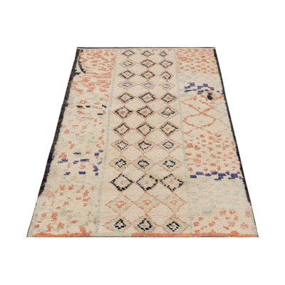 Moroccan Hand Knotted Silk Geometric Area Rug