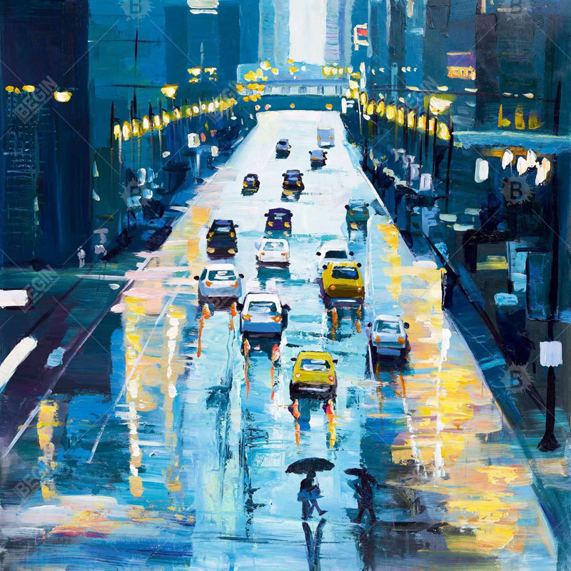 «Rainy Streets Of New York», H 24 po x l 24 po