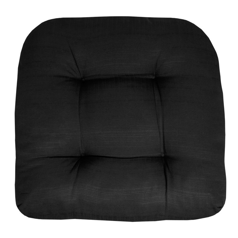 Marina Decoration Premium Thick Comfy Patio Seat Pads Fiber Fill Tufted Tie-Less Pillows 19 x 19 x 5 Inch Textured Solid Cover Indoor Outdoor Chair Cushions, 4 Count Pack Light Blue Color