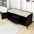 Storage Bench with 2 Drawers, 2 Cabinets and Removable Cushion for Entryway-1440841057