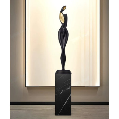 Black+Gold Free Form Resin+Solid Wood+Marble Decorative Object