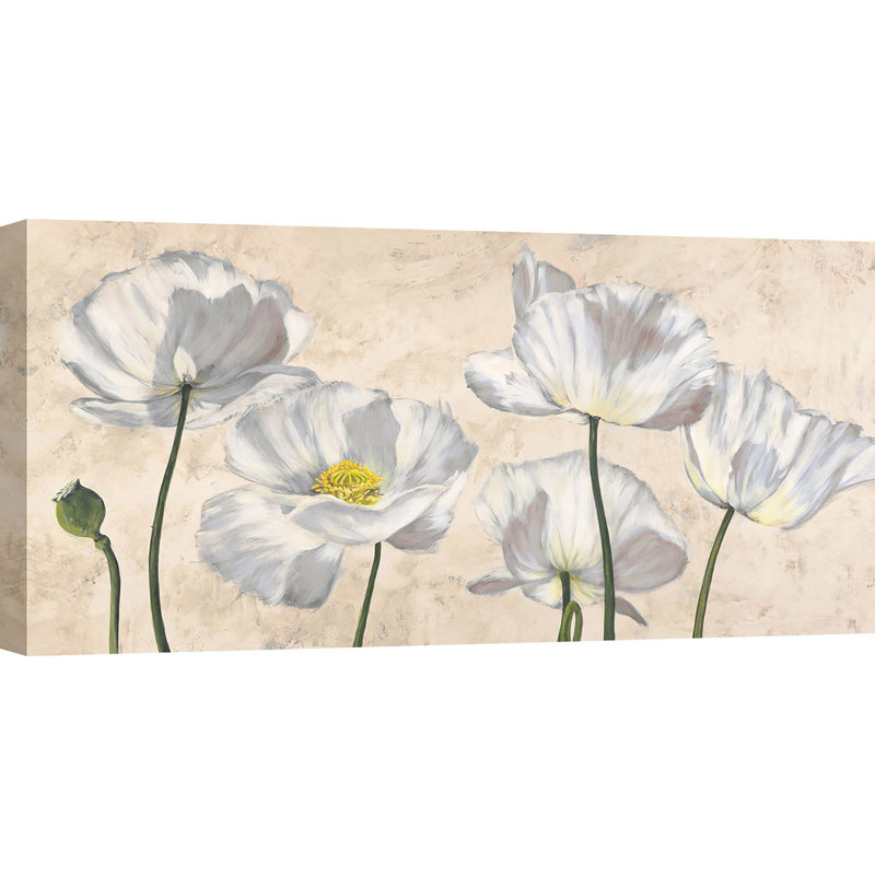 Poppies In White by Luca Villa - Wrapped Canvas Painting, 70cm H x 140cm W x 4cm D