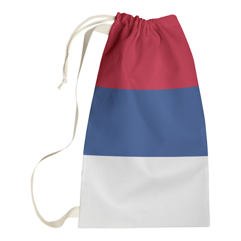 Fabric Laundry Bag with Handles, Small ( 29" x 18" x 1.5"), Red/Blue/White