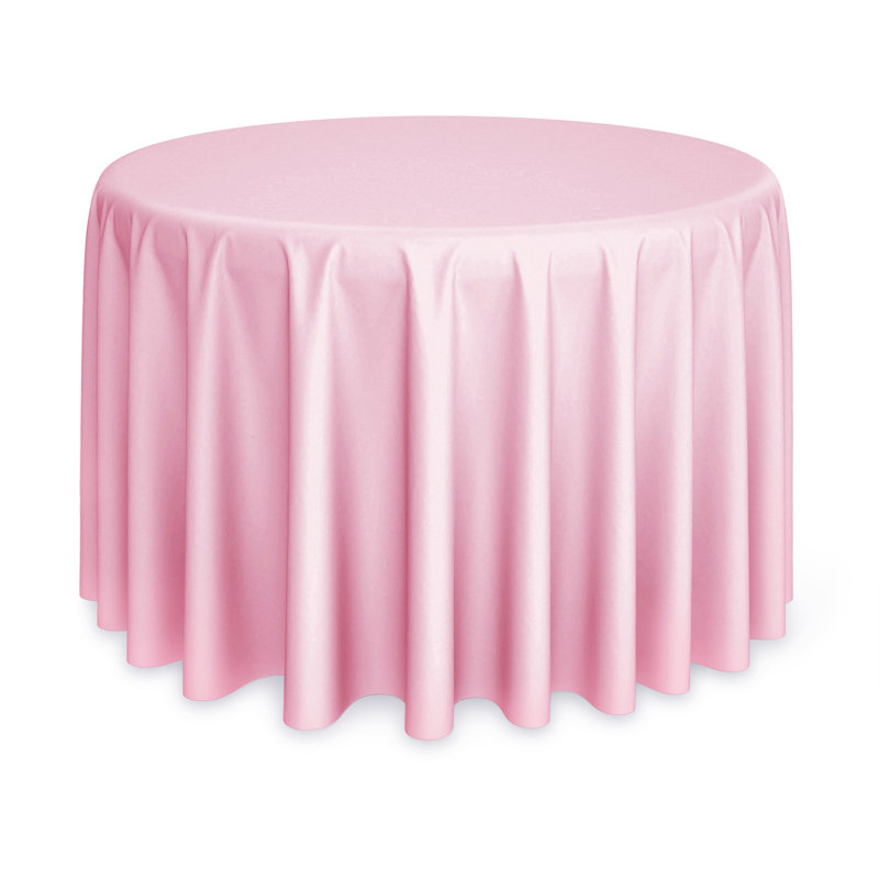 Solid Color Round Tablecloth, Pink, 132" L x 132" W , 5