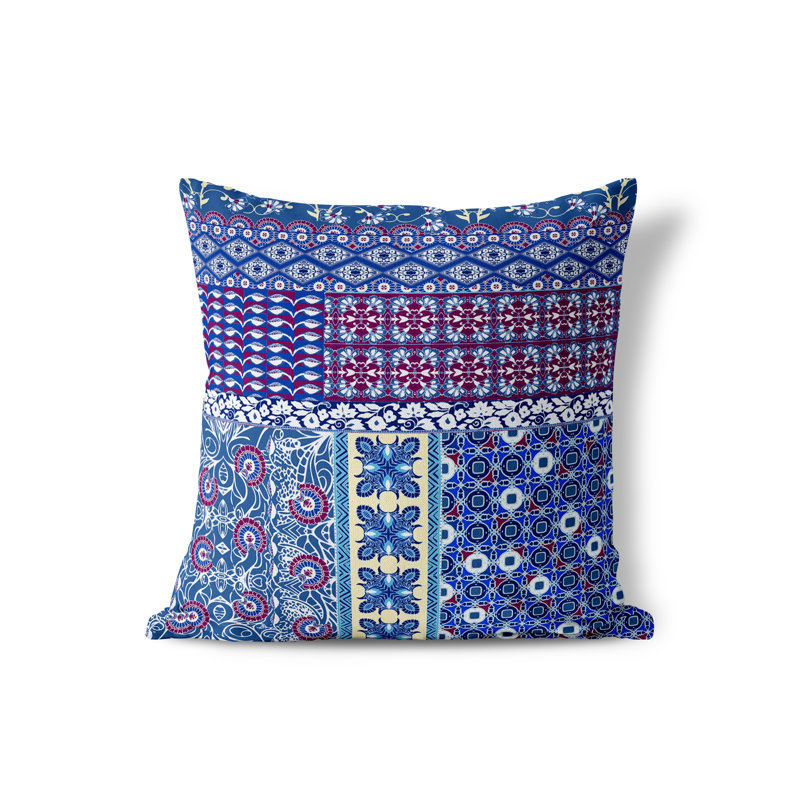 Housse et insert de coussin décoratif en polyester, 18 po x 18 po, Bleu/rouge