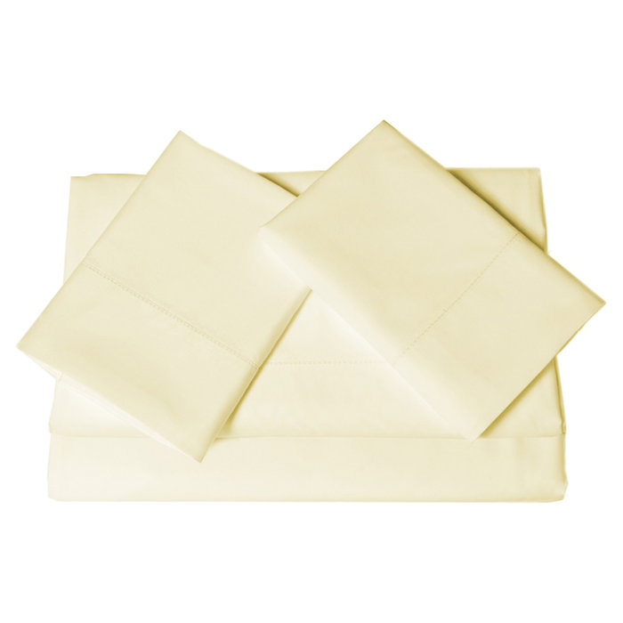 Sateen Sheet Set, Ivory, King Sheet Set + Fitted Sheet + 2 Pillowcases