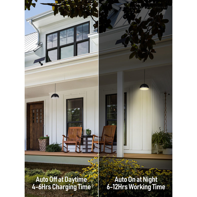 3CCT Solar Pendant Light, 50%/100% Dimmable, Dusk to Dawn, 6 Modes, Outdoor Hanging Lights with Remote
