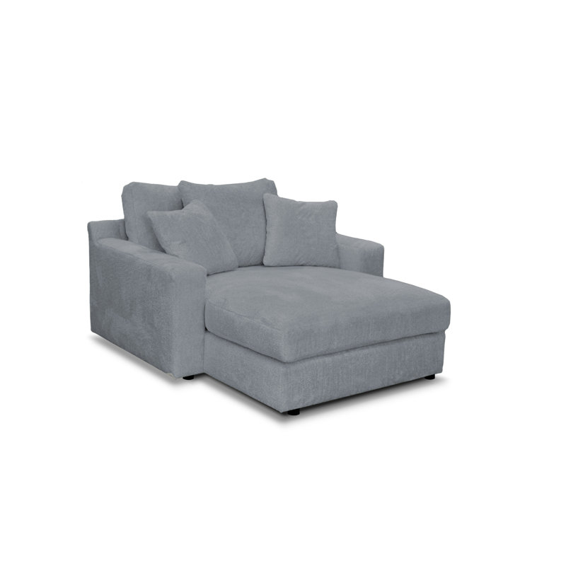 Caegan Upholstered Chaise Lounge, Graphite Boucle