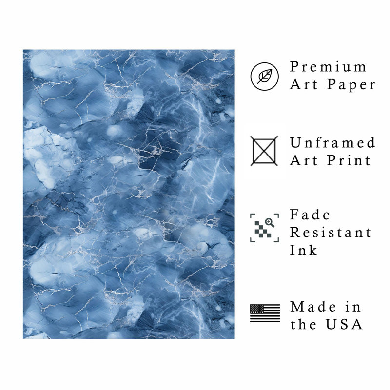«Abstract Blue Geode», reproduction d'art moderne sans cadre II, H 14 po x l 11 po