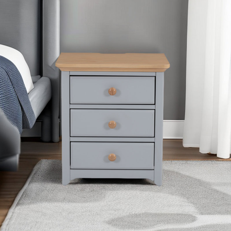 Caityln 20.1'' W Solid Wood Nightstand, Brown/Gray