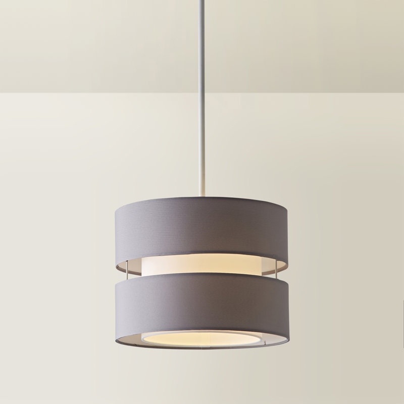 20cm H Cotton Drum Pendant Shade ( Screw On ), Grey