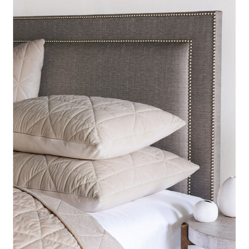 Nova by De Medici Quilted Velvet Sham, King, Ivory