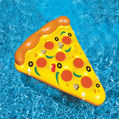 Inflatable Yellow And Orange Pizza Slice Swimming Pool Float Raft - 72"