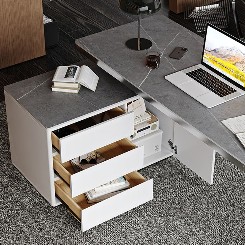 Bureau de direction Armani, H 29,53 po x l 62,99 po x P 27,56 po, Cabinet de gauche, Métal industriel