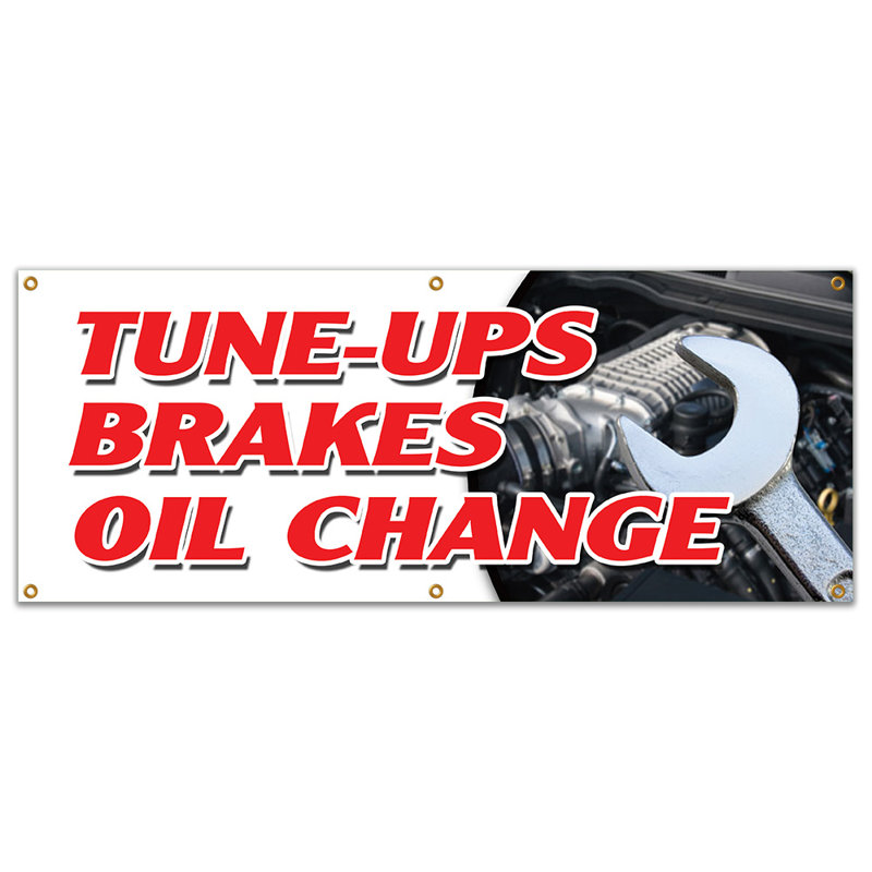 Enseigne de changement d'huile Tune Ups Brakes, H 18 po x l 48 po x P 0,1 po