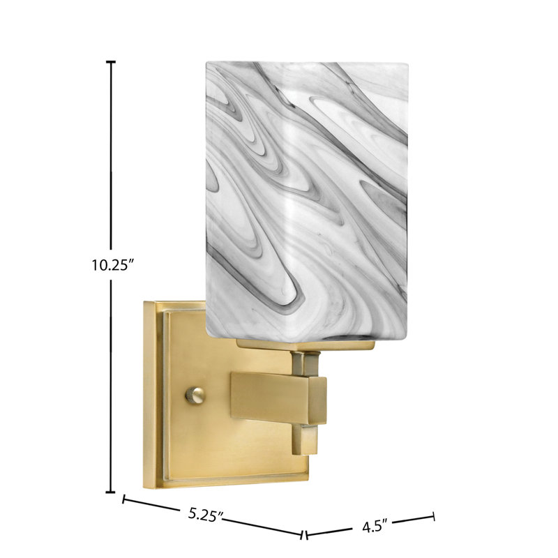 Applique murale Corbin, avec verre à onyx carré 3,5 po, Laiton