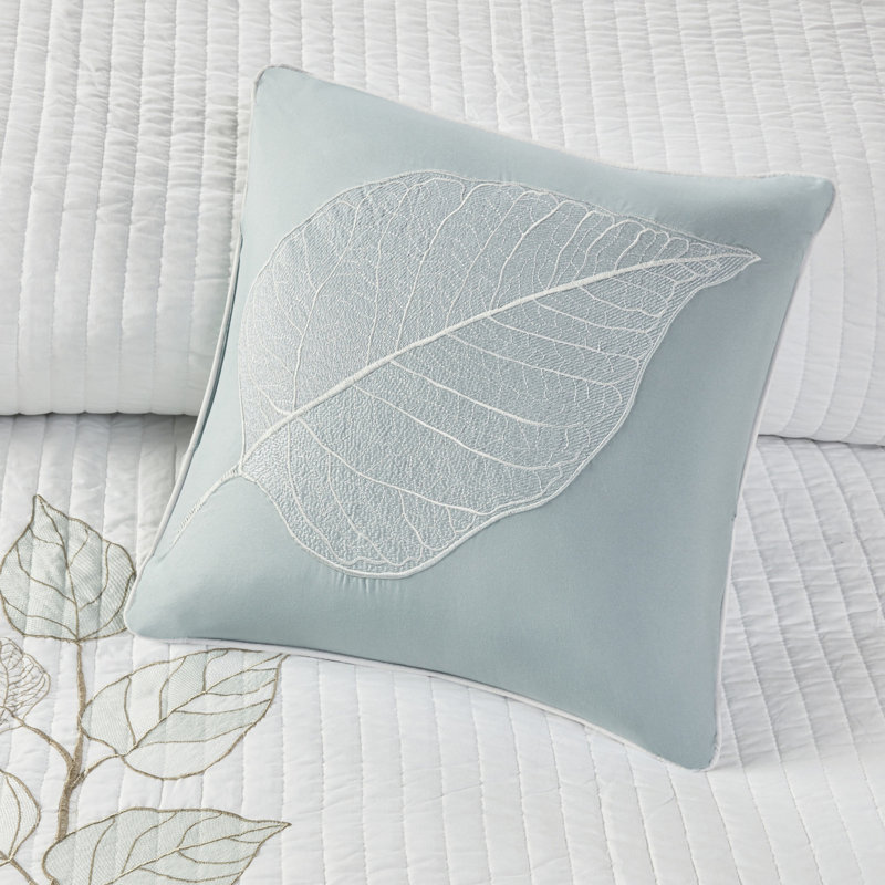 Courtepointe très grande / très grande brodée 6 pièces très grand / bleu / bleu, réversible en microfibre, dossier doux, microfibre blanche à broderie classique, réversible avec,