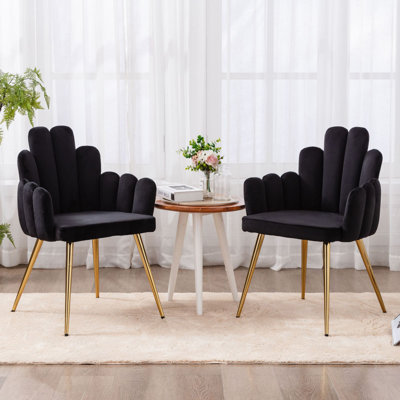Upholstered Swivel Dining Chairs with Armrest, 180‑Degree Auto‑Return Accent Side Chairs, Steel Frame High‑Density Sponge Padded Chairs for Dining Room Living Room Home Office